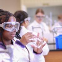 Student is overserving a beaker